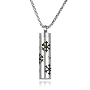 Pendentif d'aromathérapie en acier inoxydable, flacon de parfum pour huiles essentielles, collier cylindrique ondulé, pendentif couple - Product Image 2