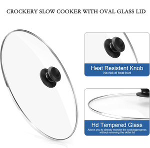 Hot bán hình dạng hình bầu dục rõ ràng C Loại Tempered Glass Nắp <span class=keywords><strong>crock</strong></span> nồi thủy tinh nắp với núm màu đen xử lý cho sành sứ nồi chậm - Product Image 6