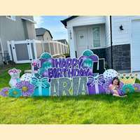 Panneau de jardin en plastique personnalisé pour l'extérieur, Joyeux Anniversaire, avec piquets et lettres, pour célébrations