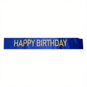 Banda Azul de Feliz Cumpleaños con Letras Doradas, Decoración Elegante para Fiestas, Bolsa de 12 Piezas - Product Image 2