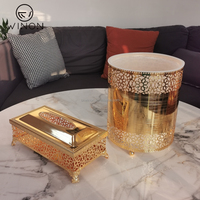 Vente chaude Nouveauté Arrivée Ensemble de poubelle en métal unique et exquis Ensemble de papier toilette Hôtel Maison Ménage Sculpture de fleurs Design unique