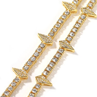 Collier Chaîne Cubaine Miami en Alliage Plaqué Or avec Zircon, Strass Géométriques 14mm, Panthère en Cristal Glacé, Style Hip-Hop Rapper