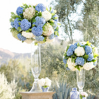 Boules de fleurs en soie bleu royal de haute qualité - Décorations de centre de table de mariage modernes et luxueuses