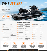 Jet ski 1300cc, bateau à moteur haute performance, embarcation personnelle de course, bateau rapide 2 places, scooter aquatique pour l'aventure