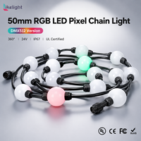 Chaîne de lumières LED à billes RGB adressables DMX512, homologuées UL, pour extérieur, 50 mm, 24 V, IP67, pour festival, scène, affichage, projet