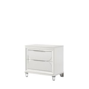 Tarian Pearl White Finish Nightstand With Two <b>Drawers</b> <b>For</b> Bedroom <b>Storage</b> - Product Image 1