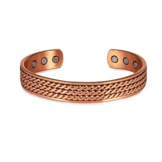 Copper Color Health Therapy Bracelet for Men Women Wide Open Cuff Bracelets Energy Magnetic Bangles