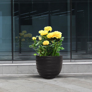 Fiberglass Flower Pot Circular <b>Large</b> Outdoor Modern Minimalist Shopping Mall <b>Planters</b> - Product Image 1