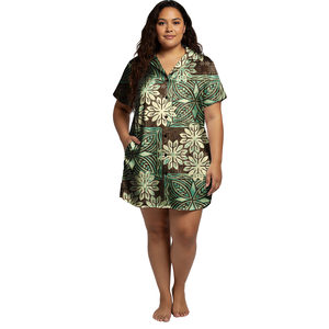 Abiti Casual Personalizzati su Richiesta <span class=keywords><strong>con</strong></span> Stampa Polinesiana Tribale a Maniche Corte Camicie da Spiaggia Hawaiane per Donna - Product Image 5