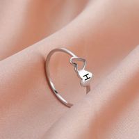 Bijoux de mode les plus vendus, anneaux en argent avec lettres A-Z, anneau en acier inoxydable en forme de cœur pour femme, cadeau pour fille