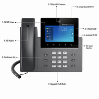 Téléphone IP vidéo Android Grandstream GXV3450 16 lignes, écran tactile 5 pouces, caméra 2MP, conférence 10 voies, PoE+, WiFi, Zoom VoIP