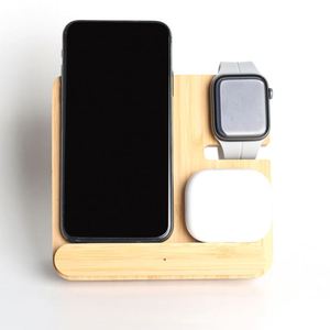 <b>Bamboo</b> Eco Friendly 3-in-1 Wireless Charger & <b>Table</b> Organizer with PD15W Fast Charger for Eco-Conscious Corporate Gifting - Product Image 2