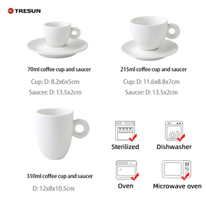 Tasse à expresso en porcelaine blanche avec logo personnalisé, tasse à latte, cappuccino, americano, tasse et soucoupe en céramique - Product Image 2