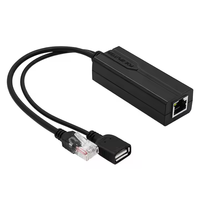 PoE Splitter Terisolasi 100Mbps USB Female 44-57V Ke 5V 2,4A IEEE802.3af/at Separator untuk Modul Catu Daya Kamera Sistem CCTV