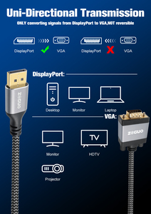 Zoguo Hot-Bán Dp Để <span class=keywords><strong>VGA</strong></span> Cáp Nam Để Nam Một Chiều Bện Hỗ Trợ 1080P 60Hz Cho HDTV Màn Hình Máy Chiếu - Product Image 5
