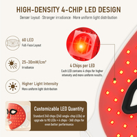 Masque facial LED portable de luminothérapie rouge 2D, appareil de beauté pour photothérapie, traitement cutané à domicile, masque rajeunissant à lumière rouge pour le visage