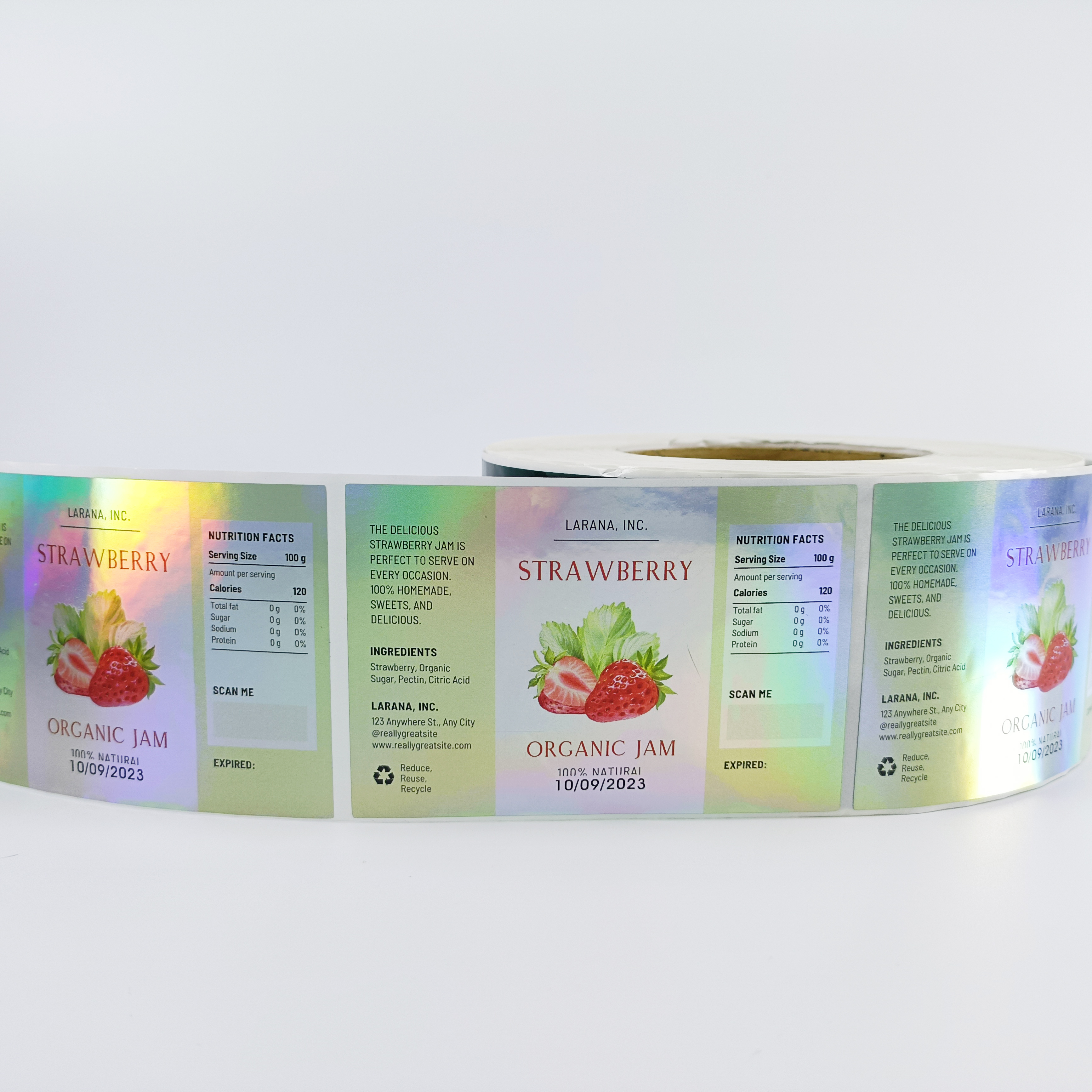 Custom Holographic Waterproof Adhesive Paper Custom Logo Printing Service Label Sticker Roll CMYK/Pantone Packaging Labels