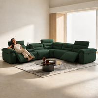 Canapé modulaire inclinable design avec accoudoir multimédia et éclairage LED, canapé sectionnel en cuir premium pour villa