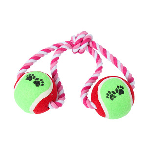Jouet pour chien en corde de tennis double, balle à mâcher anti-ennui, jouets pour petits animaux - Product Image 5