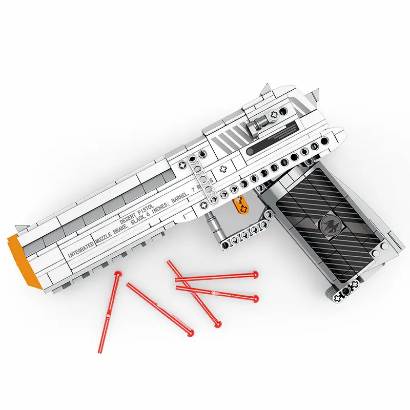 Reobrix 77001 Military DIY Desert Eagle Pistol Eco-friendly Plastic Building Block Sets Toys Gun Model Legoing Bullet Gun