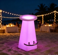 Tabouret de bar hexagonal lumineux à LED, design moderne, étanche, à couleurs changeantes, avec repose-pieds haut, pour intérieur/extérieur, salle à manger, hôtel