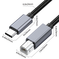 Câble USB 2.0 tressé en nylon vers Type-C, gaine en PVC, conducteur en cuivre pur, compatible clavier MIDI, contrôleur DJ, iPad Pro - Noir