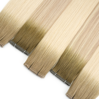 Extensions de cheveux en trame plate à cuticules alignées, marque privée, qualité salon européenne, cheveux vierges Remy double drawn, vente en gros