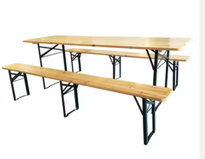 Ensemble de table et bancs pliants en bois pour l'extérieur, idéal pour jardin, barbecue, pique-nique, cour et cuisine - Product Image 3