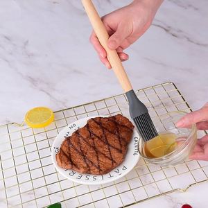 High-Temperature Resistant <b>Silicone</b> Brush With Colorful Wooden Handle <b>Baking</b> Barbecue Cooking Honey Cake Oil Pastry Brushes - Product Image 4