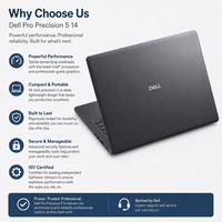 Estación de Trabajo Móvil Dell Pro Precision 5 de 14 Pulgadas, Laptop Empresarial, Computadora Portátil de Alto Rendimiento con Intel Core para Ingeniería