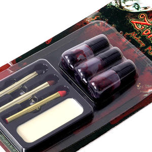 Kit de Maquillaje de Zombi con <span class=keywords><strong>Sangre</strong></span> Falsa que Gotea para <span class=keywords><strong>Halloween</strong></span> con <span class=keywords><strong>Pintura</strong></span> Facial Blanca y Crayón Corporal de 3 Colores - Product Image 5