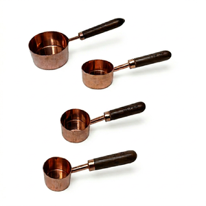 <b>Copper</b> Measuring Spoon with Wooden <b>Handle</b> Eco-Friendly for Home Kitchen Use Dry & Liquid Ingredients Cooking and Baking - Product Image 1
