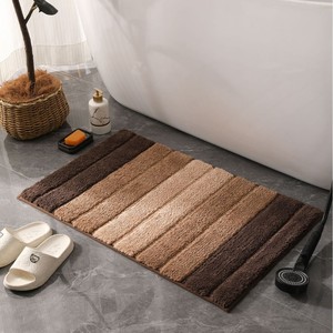 Moderno gradiente rayas suave antideslizante hecho a máquina poliéster microfibra TPR inodoro baño Mat piso absorbente lavable duradero - Product Image 6