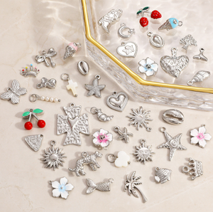 Breloque personnalisée DIY style coquillage perle océanique, faite à la main, plaqué or 18 carats, acier inoxydable <span class=keywords><strong>304</strong></span>/316L, perle imitation, tendance chic plage - Product Image 3