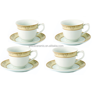 Ensemble de 6 tasses à café expresso en porcelaine dorée, 180ml, style Royal, vaisselle Fine, pour le thé, et soucoupes, avec cuillère - Product Image 5