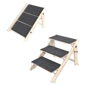 Rampe pliable en bois pour animaux de compagnie, pour canapé-lit, petits chats, échelle d'escalade multi-niveaux avec surface antidérapante - Product Image 1