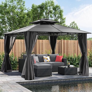 ABCCANOPY-Gazébos à toit rigide d'extérieur, toit en polycarbonate imperméable avec filet à mailles, cadre supérieur en aluminium - Product Image 3