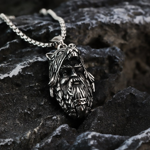 Collar yunnique Viking con colgante de cabeza de lobo de Odín, collar de acero inoxidable para hombre, diseño de animales vintage, joyería de regalo - Product Image 1