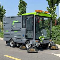 Balayeuse de voirie électrique à cabine fermée à aspiration pure, bac de 480L, pour le nettoyage industriel des sols en usine et entrepôt