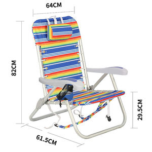 Silla de Playa Plegable Kejie de 4 Posiciones con Cordones, de Aluminio y Plástico, con Tela, Muebles de Exterior para Playa, Parque y Eventos al Aire Libre - Product Image 6