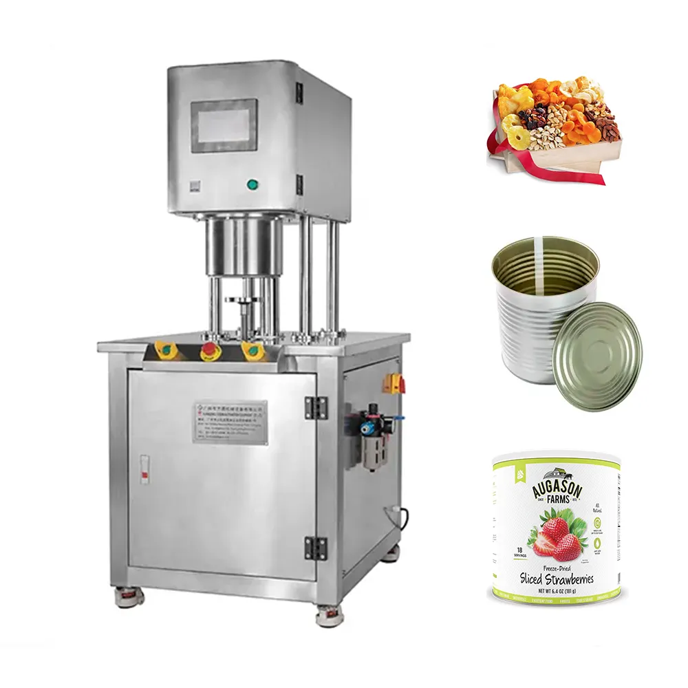 Semi Auto Vacuum Nitrogen Filling Food Can Canning Seamer Dried Fruit Tin Can Sealing Machine