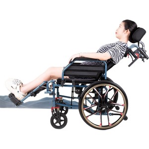 Fauteuil roulant manuel léger pliable en alliage d'aluminium avec dossier respirant, portable pour personnes âgées et handicapées - Product Image 1