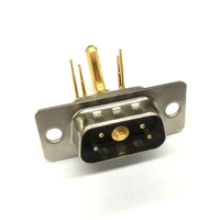 Connecteur hybride D-SUB mâle-femelle 5W1 à angle droit, haute puissance, 1 alimentation 4 signaux, disposition de contacts mixtes, montage sur circuit imprimé Dsub
