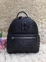 Sac à dos portable de luxe pour femmes en cuir de crocodile imperméable avec sangle rétractable et fermeture éclair, design classique