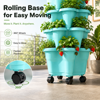 Jardinière mobile créative verticale empilable pour fraises, avec base à roulettes, en plastique durable, jardinières à niveaux écologiques pour la maison