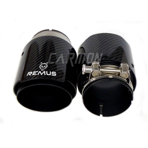 Embouts d'Échappement Universels pour Voiture <span class=keywords><strong>Remus</strong></span> Sport en Fibre de Carbone Brillante avec Tuyau Intérieur Noir Mat, Bord Droit, pour BMW AUDI GOLF MAZDA - Product Image 3