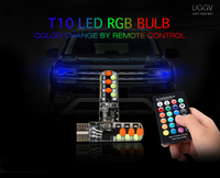 Ampoules LED RVB T10 Canbus pour Phares de Voiture COB, Lampe de Lecture Auto en Silicone, Télécommande, Stroboscope Clignotant, Projecteur, État Neuf