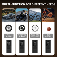 Portable 12V Tire Air Pump with USB Charging Power Bank Function Digital Display for Quick Car Bike Inflation Emergency Light