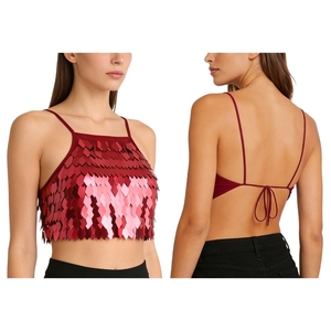 Trajes de baile para mujer, tops de danza del vientre, top tipo bra, camisola corta para discoteca, fiesta, escenario, competición, pole dance, fiesta musical - Product Image 2