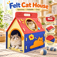 Maison pour chat en feutre portable avec poignée, pliable, pour intérieur, lit douillet pour chat, OEM, vente en gros de fournitures pour animaux de compagnie
